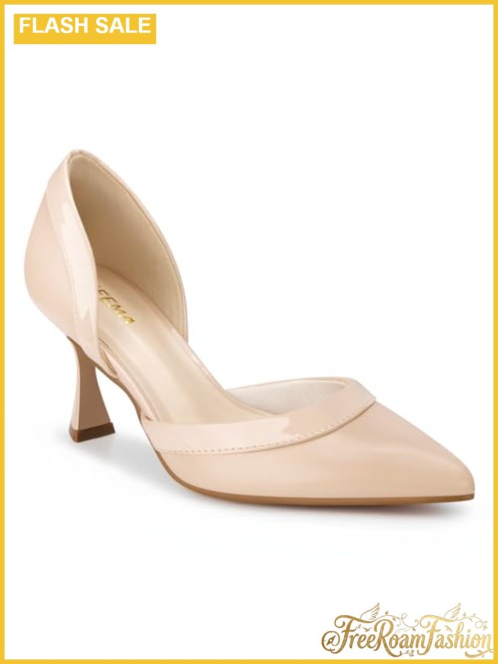 DIFEMA Faux Leather Kitten Heel Pumps Closed Toe Women's Dress Shoes